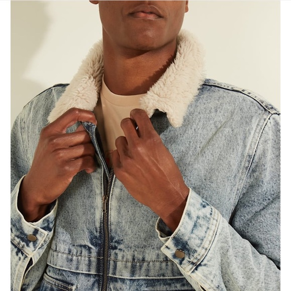 New GUESS Denim Bomber Jacket - Picture 5 of 6